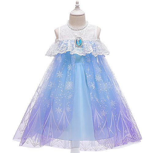 

Princess Elsa Cosplay Costume Costume Girls' Movie Cosplay Vacation Christmas Blue Dress Christmas Children's Day New Year Polyester