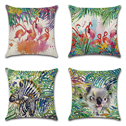 

Plant Tropical Double Side Cushion Cover 4PC Soft Decorative Square Throw Pillow Cover Cushion Case Pillowcase for Bedroom Livingroom Superior Quality Machine Washable Outdoor Cushion for Sofa Couch Bed Chair Green Red