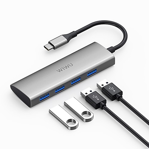 

WiWU High Speed OTG Alpha 440 USB 3.0 USB C to USB 3.0 USB Hub 4 Ports For Windows, PC, Laptop