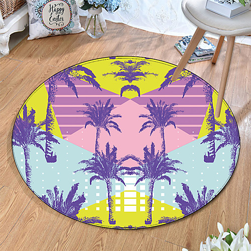 

Round 5mm Area Rugs Machine Made Polyster Non Skid Modern 3D
