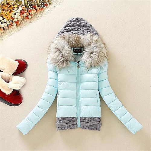 

Women's Coat Casual / Daily Fall Winter Regular Coat Regular Fit Casual Jacket Solid Color Zipper Watermelon Red Yellow / Cotton