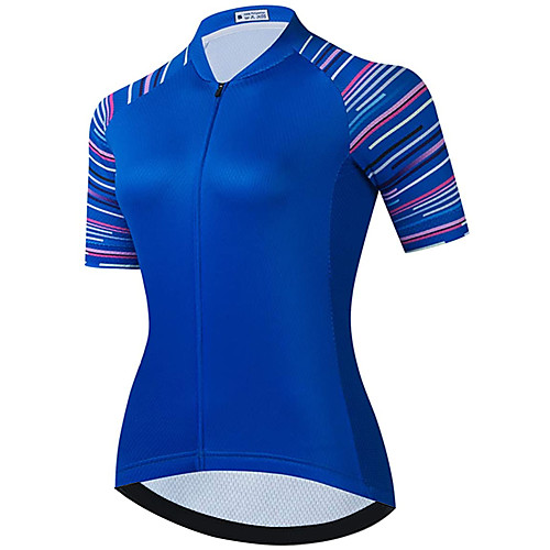 

21Grams Women's Short Sleeve Cycling Jersey Summer Spandex Blue Stripes Bike Top Mountain Bike MTB Road Bike Cycling Sports Clothing Apparel / Stretchy / Athleisure