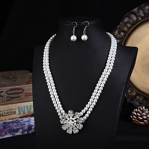 

pearl jewelry set bridal accessories set of fashion luxury diamond-studded pearl set pearl necklace