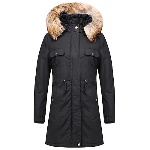 

Women's Coat Casual / Daily Fall Winter Long Coat Regular Fit Casual Jacket Solid Color Others Black