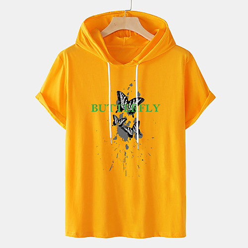 

Men's Unisex Tee T shirt Hot Stamping Butterfly Graphic Prints Plus Size Short Sleeve Casual Tops Cotton Basic Designer Big and Tall White Black Orange