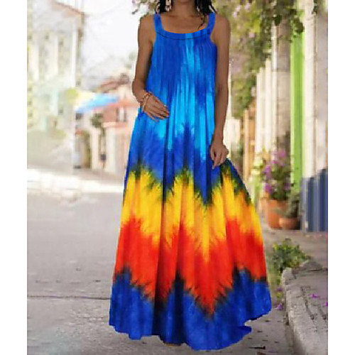 

cross-border summer 2021 new style tie-dye 3d printed dress bohemian strapless strapless mopping dress