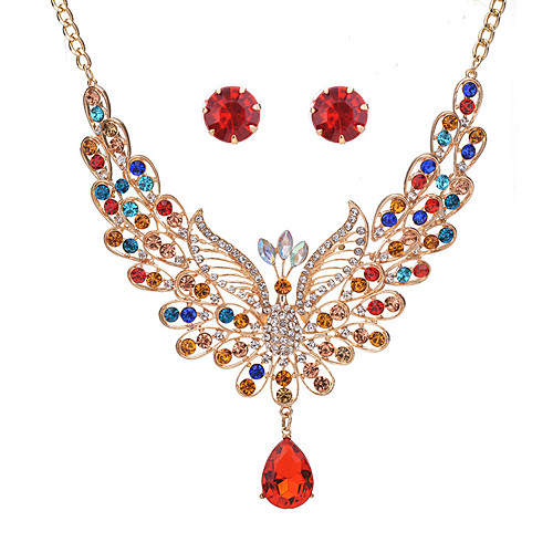 

jewelry set retro diamond peacock necklace fashion water drop pendant necklace set