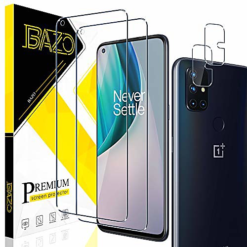 

[22 pack] bazo screen protector and camera lens protector for oneplus nord n10 5g, [anti-scratch] [bubble free] 9h hardness hd clear tempered glass film