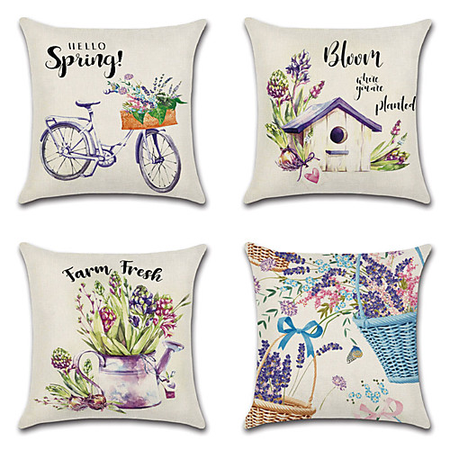 

Floral Vintage Double Side Cushion Cover 4PC Soft Decorative Square Throw Pillow Cover Cushion Case Pillowcase for Bedroom Livingroom Superior Quality Machine Washable Outdoor Cushion for Sofa Couch Bed Chair Blue Violet