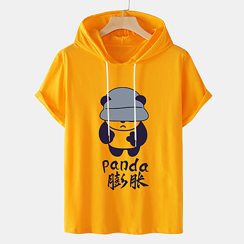 

Men's Unisex Tee T shirt Hot Stamping Graphic Prints Panda Plus Size Short Sleeve Casual Tops Cotton Basic Designer Big and Tall White Orange