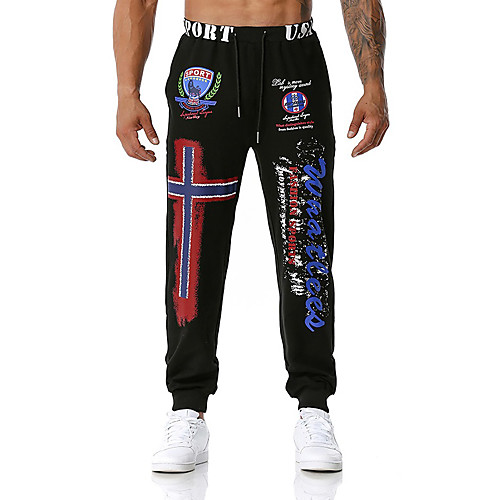 

Men's Sweatpants Sports Sports Casual Leisure Sports Pants Sweatpants Pants Graphic Prints Full Length Black Blue Dark Gray