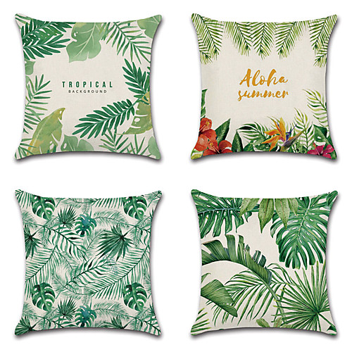 

Plant Summer Double Side Cushion Cover 4PC Soft Decorative Square Throw Pillow Cover Cushion Case Pillowcase for Bedroom Livingroom Superior Quality Machine Washable Outdoor Cushion for Sofa Couch Bed Chair Green Yellow