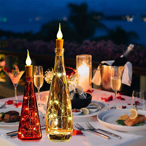 

Wine Bottle Lights with Cork 20 Packs 6.6ft Warm White Battery Operated 20 LEDs Candle Flame String Lights with Starry Fairy Lights for Party Christmas Halloween Wedding Indoor Decoration 6 Packs 10 Packs