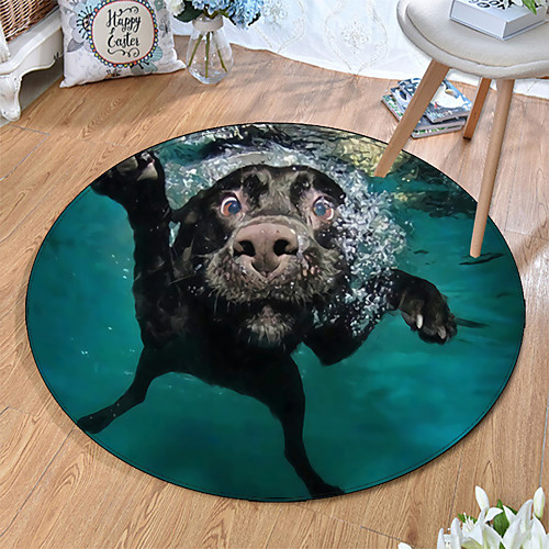 

Round 5mm Area Rugs Machine Made Polyster Non Skid Modern 3D
