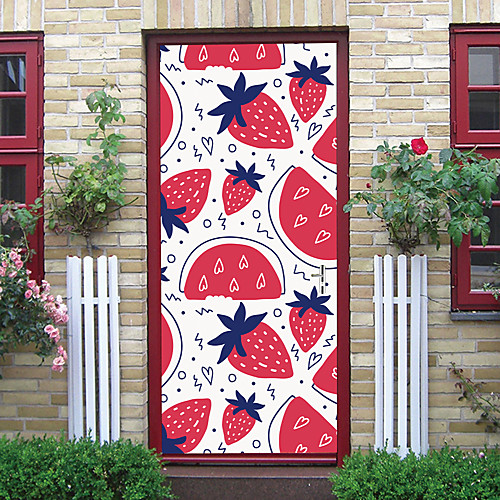 

2pcs Self-adhesive Creative Strawberry Door Stickers For Living Room Diy Decorative Home Waterproof Wall Stickers