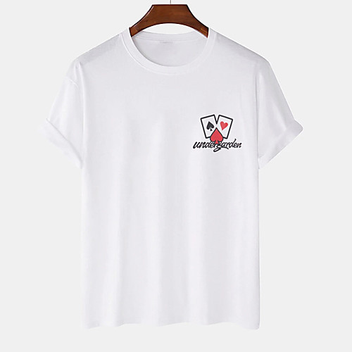 

Men's Unisex Tee T shirt Hot Stamping Graphic Prints Poker Plus Size Print Short Sleeve Casual Tops Cotton Basic Designer Big and Tall White Khaki