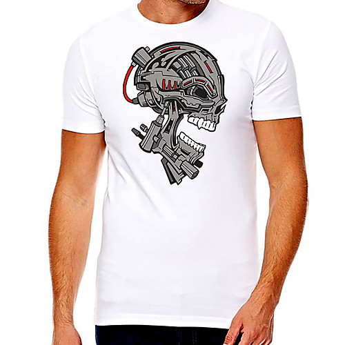 

Men's Unisex Tee T shirt Hot Stamping Graphic Prints Skull Plus Size Print Short Sleeve Casual Tops Cotton Basic Fashion Designer Big and Tall White