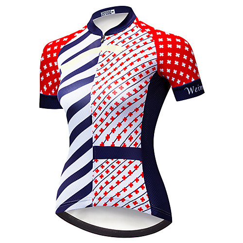 

21Grams Women's Short Sleeve Cycling Jersey Summer Spandex Polyester Red and White American / USA National Flag Bike Jersey Top Mountain Bike MTB Road Bike Cycling Quick Dry Moisture Wicking