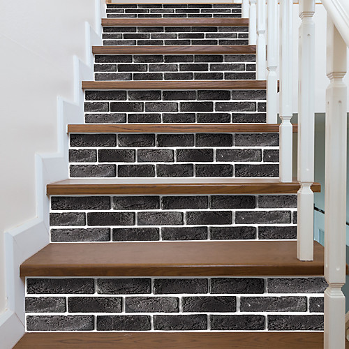 

Creative Home Modification Self-adhesive Paper Staircase Kitchen Background Wall Restaurant Multifunctional Dyi Black Brick Pattern Floor Sticker