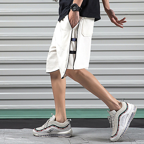 

Men's Stylish Sporty Casual / Sporty Streetwear Comfort Daily Sports Shorts Pants Solid Color Knee Length Drawstring Pocket Elastic Drawstring Design White Wine Navy Blue