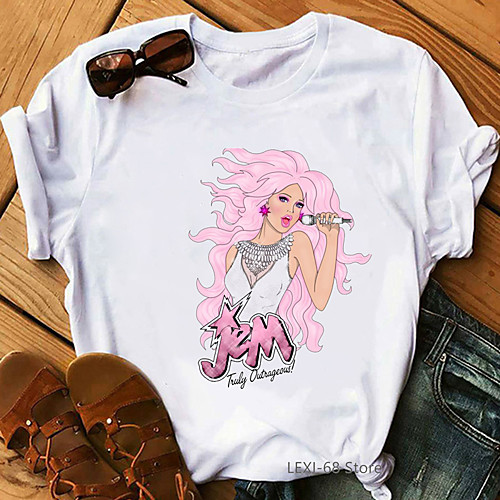 

Inspired by Jem and the Holograms Cosplay Anime Cartoon Polyester / Cotton Blend Print Harajuku Graphic Kawaii T-shirt For Women's / Men's