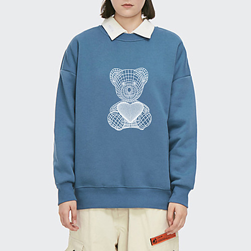 

Women's Pullover Sweatshirt Animal Print Daily Other Prints Basic Hoodies Sweatshirts Loose Blue Blushing Pink