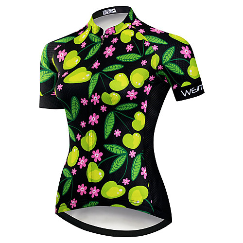

21Grams Women's Short Sleeve Cycling Jersey Summer Spandex Polyester Black / Green Bike Jersey Top Mountain Bike MTB Road Bike Cycling Quick Dry Moisture Wicking Breathable Sports Clothing Apparel