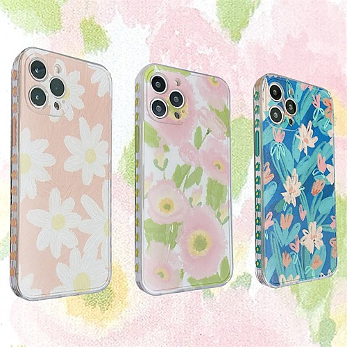

Phone Case For Apple Back Cover iPhone 12 Pro Max 11 SE 2020 X XR XS Max 8 7 Shockproof Dustproof Geometric Pattern Flower TPU