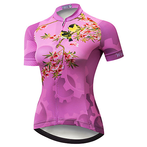 

21Grams Women's Short Sleeve Cycling Jersey Summer Spandex Polyester Rose Red Floral Botanical Bike Jersey Top Mountain Bike MTB Road Bike Cycling Quick Dry Moisture Wicking Breathable Sports