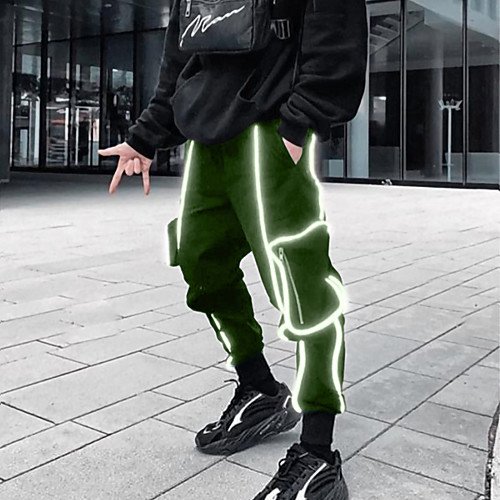 

Men's Stylish Sporty Casual / Sporty Streetwear Breathable Soft Daily Sports Jogger Pants Tactical Cargo Trousers Pants Solid Color Full Length Elastic Waist Reflective Strip Blue Black Khaki Green