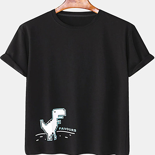 

Men's Unisex Tee T shirt Hot Stamping Dinosaur Plus Size Print Short Sleeve Casual Tops Cotton Basic Designer Big and Tall White Black