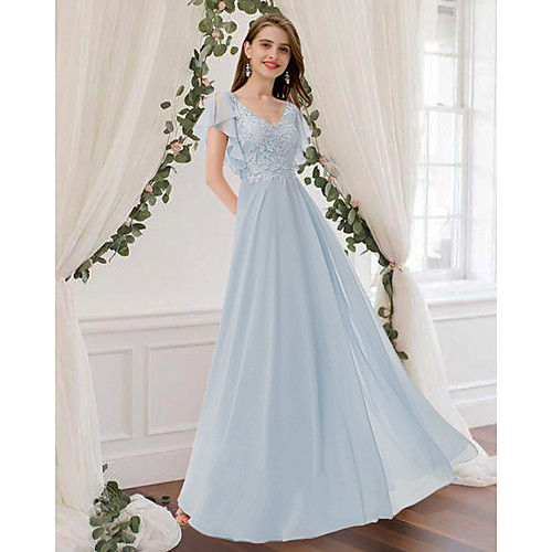 

A-Line Scoop Neck Floor Length Chiffon Bridesmaid Dress with Pleats / Appliques