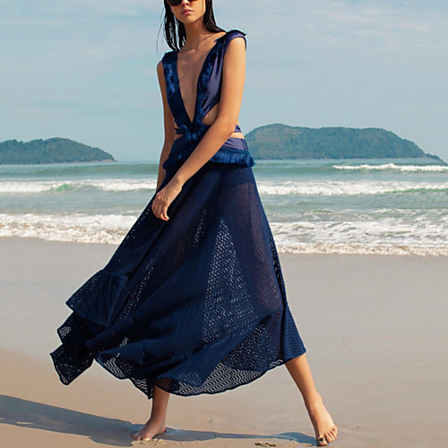 

Women's Sheath Dress Midi Dress Dark Blue Sleeveless Solid Color Summer Casual 2021 S M L XL