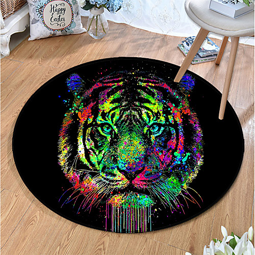 

Round 5mm Area Rugs Machine Made Polyster Non Skid Modern 3D