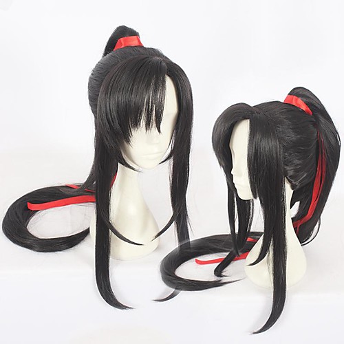 

Cosplay Cosplay Cosplay Wigs Men's With Ponytail 26 inch Heat Resistant Fiber kinky Straight Black Teen Adults' Anime Wig