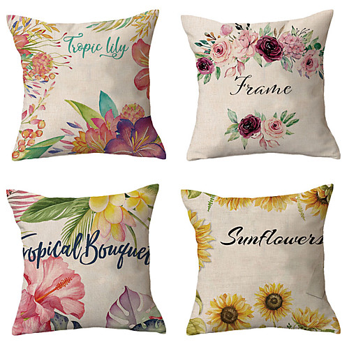 

Floral Double Side Cushion Cover 4PC Soft Throw Pillow Cover Cushion Case Pillowcase for Bedroom Livingroom Superior Quality Machine Washable Outdoor Cushion for Sofa Couch Bed Chair