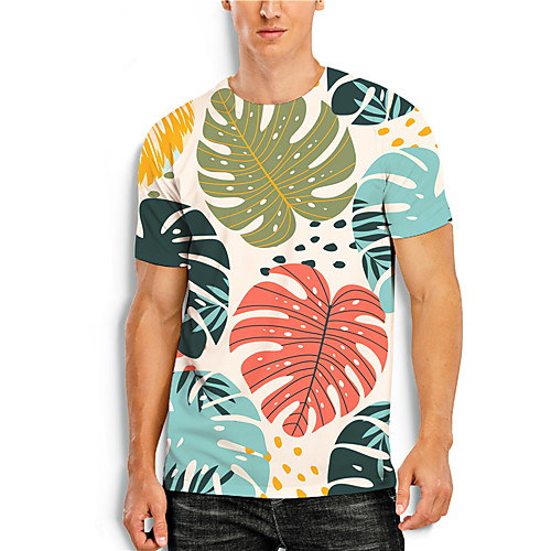 

Men's Tee T shirt 3D Print Plants Graphic Prints Print Short Sleeve Daily Tops Casual Designer Big and Tall Rainbow