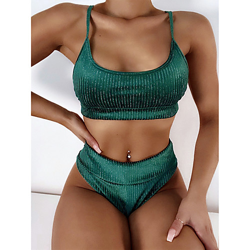 

amazon 2021 european and american foreign trade foreign trade single swimsuit female split swimsuit solid color simple high waist bikini b230w