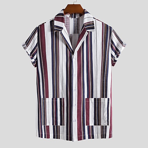 

Men's Shirt Other Prints Letter Animal Print Short Sleeve Daily Tops Beach Boho Brown