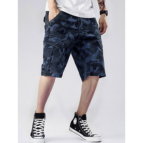 

Men's Cargo Shorts Shorts Pants Camouflage Knee Length ArmyGreen Blue Camouflage Green