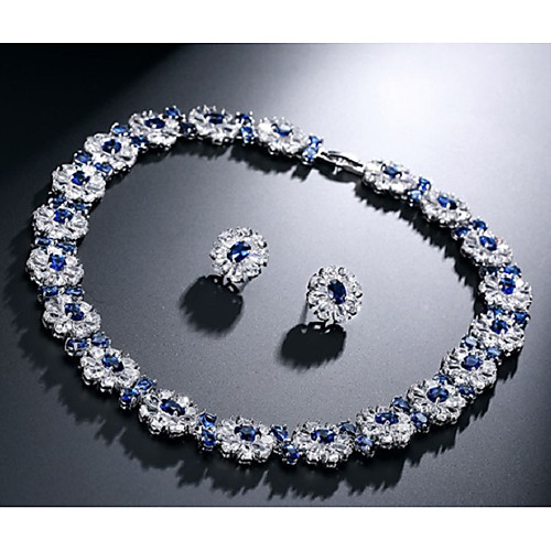 

Women's Silver Blue Green Synthetic Diamond Jewelry Set Modern Style Fashion Luxury Elegant Fashion Earrings Jewelry Blue / Silver / Green For Wedding Formal Engagement 1 set