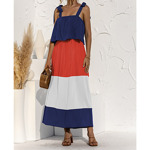 

2021 spring and summer cross-border women's clothing amazon independent station hot style lace-up ruffled contrast dress 2413