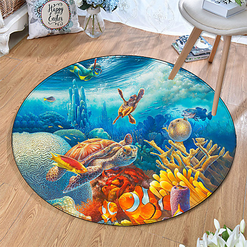 

Round 5mm Area Rugs Machine Made Polyster Non Skid Modern 3D
