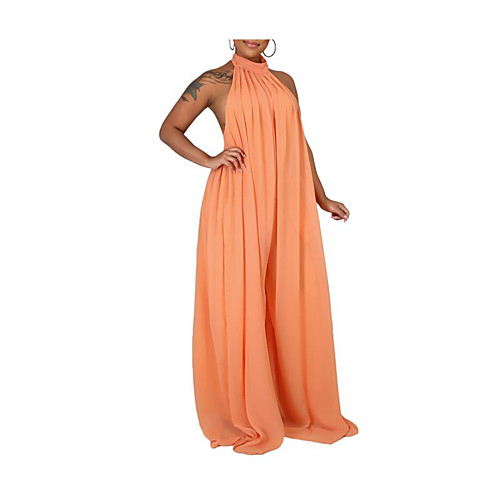 

Women's A Line Dress Maxi long Dress Light Blue Blue Purple Yellow Blushing Pink Red Wine Orange White Black Short Sleeve Solid Color Summer Casual 2021 S M L XL