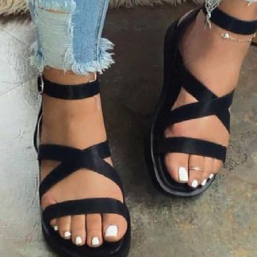

Women's Sandals Flat Heel Round Toe PU Solid Colored White Yellow Black