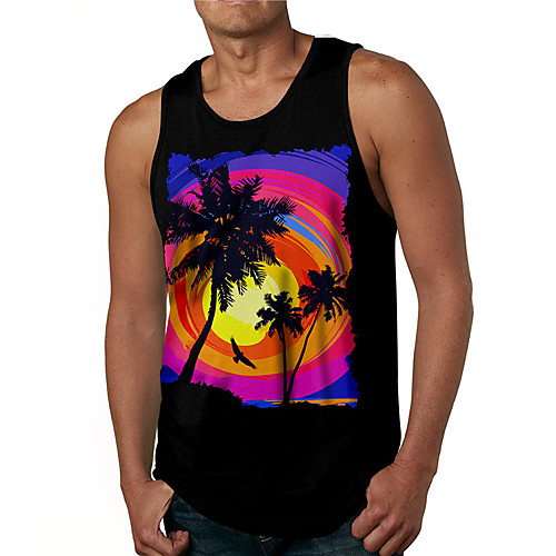 

Men's Tank Top Undershirt 3D Print Graphic Prints Beach Print Sleeveless Daily Tops Casual Designer Big and Tall Black