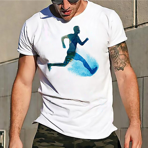 

Men's Unisex Tee T shirt Hot Stamping Graphic Prints Human Plus Size Print Short Sleeve Casual Tops Basic Designer Big and Tall White