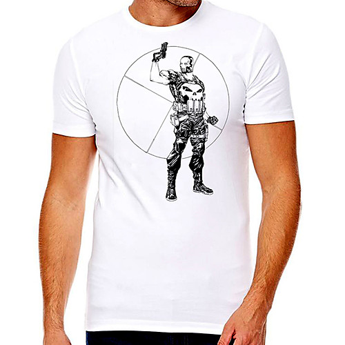

Men's Unisex Tee T shirt Hot Stamping Graphic Prints Character Plus Size Print Short Sleeve Casual Tops Cotton Basic Designer Big and Tall White