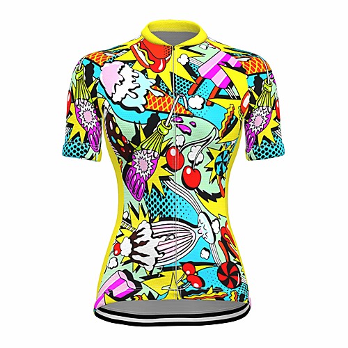 

21Grams Women's Short Sleeve Cycling Jersey Summer Spandex Polyester Yellow 3D Bike Jersey Top Mountain Bike MTB Road Bike Cycling Quick Dry Moisture Wicking Breathable Sports Clothing Apparel