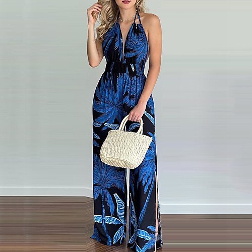 

2021 amazon new european and american women's clothing aliexpress wish independent station digital printing colorful jumpsuit women